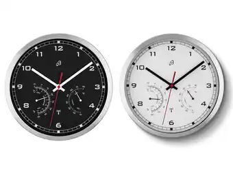 Lidl AURIOL Radiogestuurde wandklok met thermometer en hygrometer aanbieding