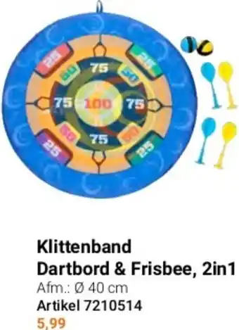 Lobbes Klittenband Dartbord & Frisbee, 2in1 aanbieding