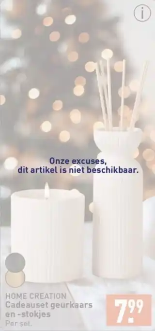 ALDI HOME CREATION Cadeauset geurkaars en stokjes aanbieding