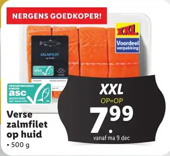 Lidl Verse zalmfilet op huid aanbieding