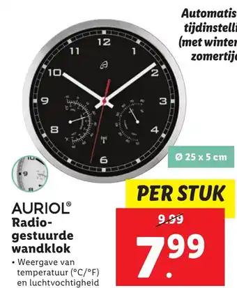 Lidl AURIOL Radiogestuurde wandklok aanbieding