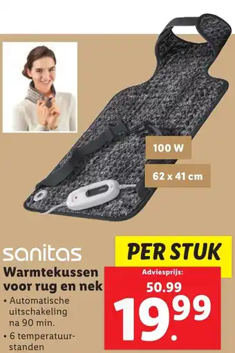 Lidl Sanitas Warmtekussen voor rug en nek aanbieding