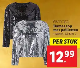 Lidl Esmara Dames top met pailletten aanbieding