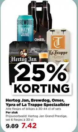 PLUS Hertog Jan, Brewdog, Omer, Ypra of La Trappe Speciaalbier aanbieding