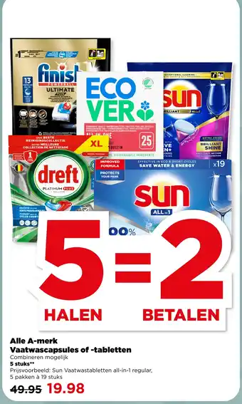 PLUS Alle A-merk Vaatwascapsules of tabletten aanbieding