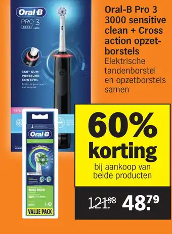 Albert Heijn Oral-B Pro 3 3000 sensitive clean + Cross action opzet- borstels aanbieding