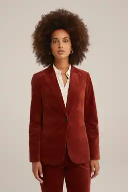 Wehkamp WE Fashion velours rechtvallende blazer donkerrood aanbieding