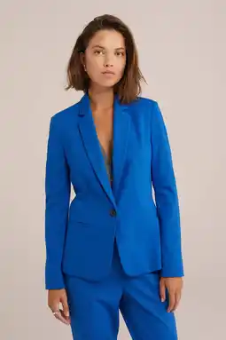 Wehkamp WE Fashion jersey getailleerde blazer Liz kobalt blauw aanbieding