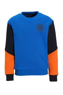 Wehkamp Orange Stars longsleeve Navid met printopdruk blauw / donkerblauw / oranje aanbieding