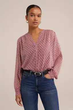 Wehkamp WE Fashion semi-transparante blouse met all over print roze aanbieding