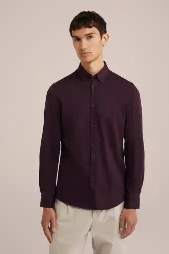 Wehkamp WE Fashion slim fit overhemd Bordeaux aanbieding