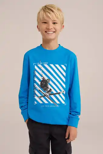 Wehkamp WE Fashion T-shirt met printopdruk blauw/wit aanbieding