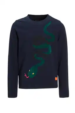 Wehkamp Orange Stars longsleeve Rory met printopdruk donkerblauw aanbieding