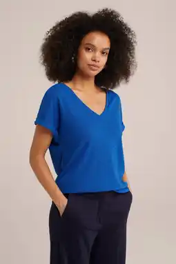 Wehkamp WE Fashion top met ingebreid patroon blauw aanbieding