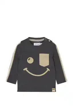 Wehkamp Dirkje longsleeve met printopdruk donkergrijs/beige aanbieding