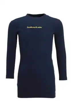 Wehkamp Orange Stars ribgebreide jurk Reem donkerblauw aanbieding