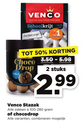 PLUS Venco Stazak of chocodrop aanbieding