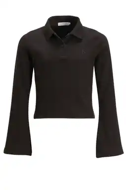 Wehkamp Calvin Klein polo RIB SLIM zwart aanbieding