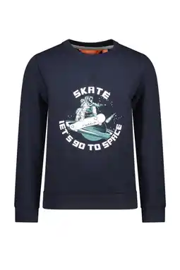 Wehkamp TYGO & vito sweater Sten met contrastbies donkerblauw aanbieding