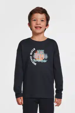 Wehkamp NAME IT KIDS longsleeve NKMVICTOR met printopdruk donkerblauw aanbieding