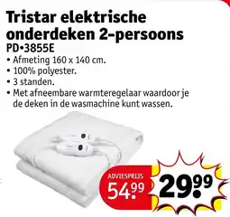 Kruidvat Tristar Elektrische Onderdeken 2 persoons PD 3855E aanbieding