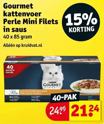 Kruidvat Gourmet kattenvoer Perle Mini Filets in saus aanbieding