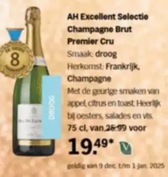 Albert Heijn AH Excellent Selectie Champagne Brut Premier Cru aanbieding