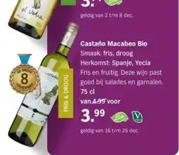 Albert Heijn Castaño Macabeo Bio aanbieding