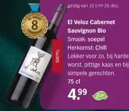 Albert Heijn El Veloz Cabernet Sauvignon Bio aanbieding