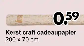 Wibra Kerst craft cadeaupapier 200 x 70cm aanbieding