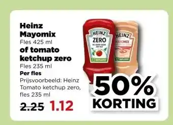 PLUS Heinz Mayomix Fles 425 ml of tomato ketchup zero Fles 235 ml aanbieding