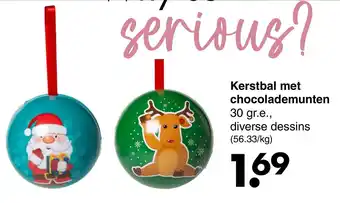 Wibra Kerstbal met chocolademunten aanbieding