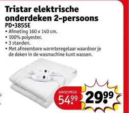 Kruidvat Tristar elektrische onderdeken 2-persoons PD•3855E aanbieding