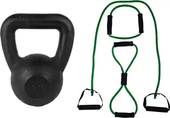 Bol.com Tunturi - Fitness Set - Tubing Set Groen - Kettlebell 12 kg aanbieding