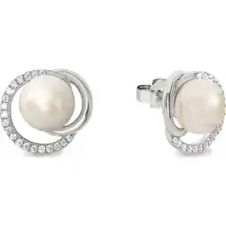 Douglas JOOP! Oorbellen voor dames, 925 sterling zilver, synthetische zirkonia, gekweekte zoetwaterparel aanbieding