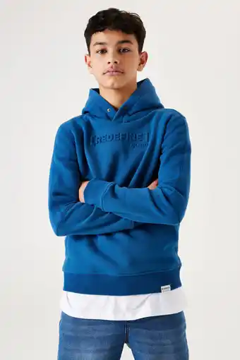 Wehkamp Garcia hoodie met tekst kobalt blauw aanbieding