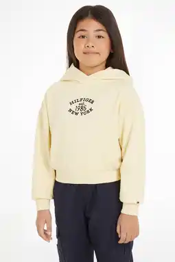 Wehkamp Tommy Hilfiger hoodie met printopdruk lichtgeel aanbieding