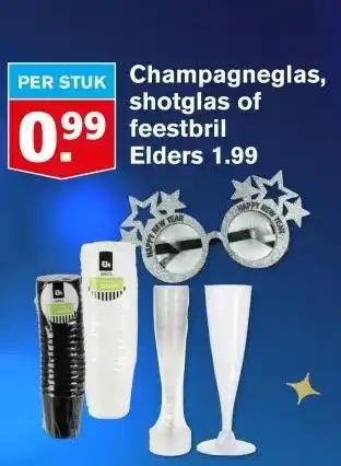 Hoogvliet Champagneglas, shotglas of feestbril aanbieding