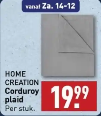 ALDI HOME CREATION Corduroy plaid aanbieding