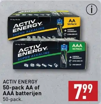 ALDI ACTIV ENERGY 50-pack AA of AAA batterijen aanbieding