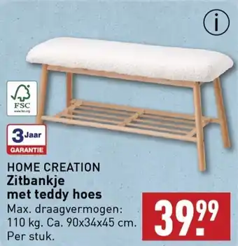 ALDI Home creation zitbankje met teddy hoes aanbieding