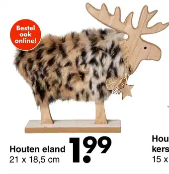 Wibra Houten eland 21 x 18,5cm aanbieding