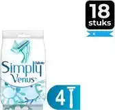 Bol.com Gillette Simply Venus2 Wegwerpscheermesjes Vrouwen - 4 Stuks - Voordeelverpakking 18 stuks aanbieding