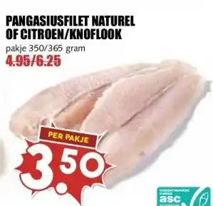MCD Supermarkt PANGASIUSFILET NATUREL OF CITROEN/KNOFLOOK aanbieding
