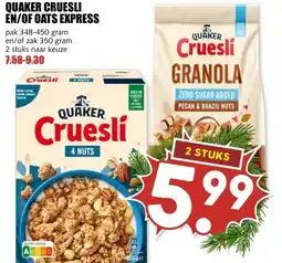 MCD Supermarkt QUAKER CRUESLI EN/OF OATS EXPRESS aanbieding