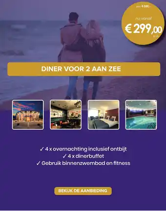 Marrea Hotelarrangementen Diner voor 2 aan zee aanbieding