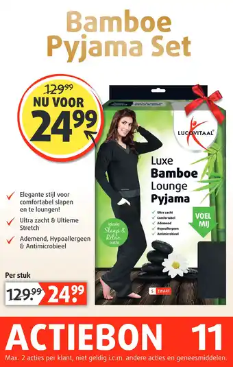 Lucovitaal Luxe bamboe lounge pyjama aanbieding