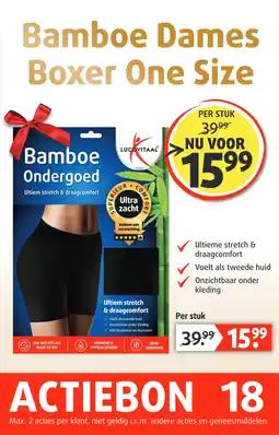 Lucovitaal Bamboe dames boxer one size aanbieding