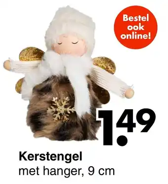 Wibra Kerstengel met hanger 9 cm aanbieding