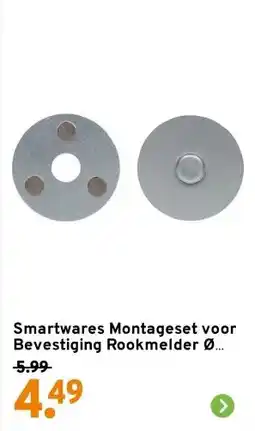 GAMMA Smartwares Montageset voor Bevestiging Rookmelder Ø 60mm aanbieding